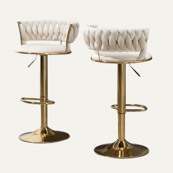 Set de 2 Bancos de Barra Trenzados Beige