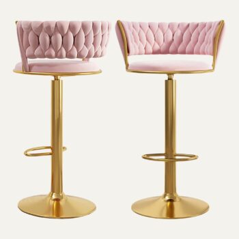 Set de 2 Bancos de Barra Trenzados Rosa