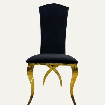 Silla Lyon Exclusiva en Terciopelo Negro con Dorado
