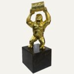 Escultura Decorativa de King Kong con Hoja de Oro