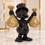 Escultura Donald Mc Pato Negro con Dorado