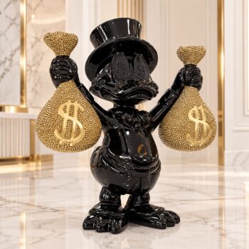 Escultura Donald Mc Pato Negro con Dorado
