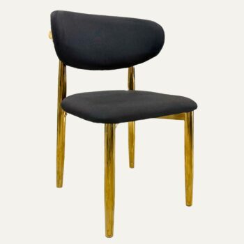 Silla de Comedor Modelo Palermo en Lino Negro con Base Dorada Metálica