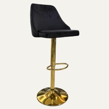 Banco De Barra Aurora Con Base Dorada Y Respaldo Capitoneado Dorado Negro