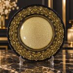 Plato de Cristal Estilo Turco Negro y Dorado