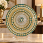 Plato de Cristal Estilo Turco Turquesa y Dorado